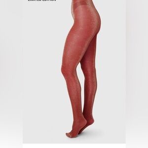 SWEDISH STOCKINGS X FREE PEOPLE TORA SHIMMERY TIGHTS RED LIMITED EDITION NWT S